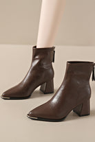 Macghee leather brown low heel ankle boots