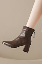 Macghee leather brown low heel ankle boots 2