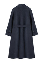 Navy Blue Handmade Long Wool Coat Cozy and Elegant Woolen Outerwear