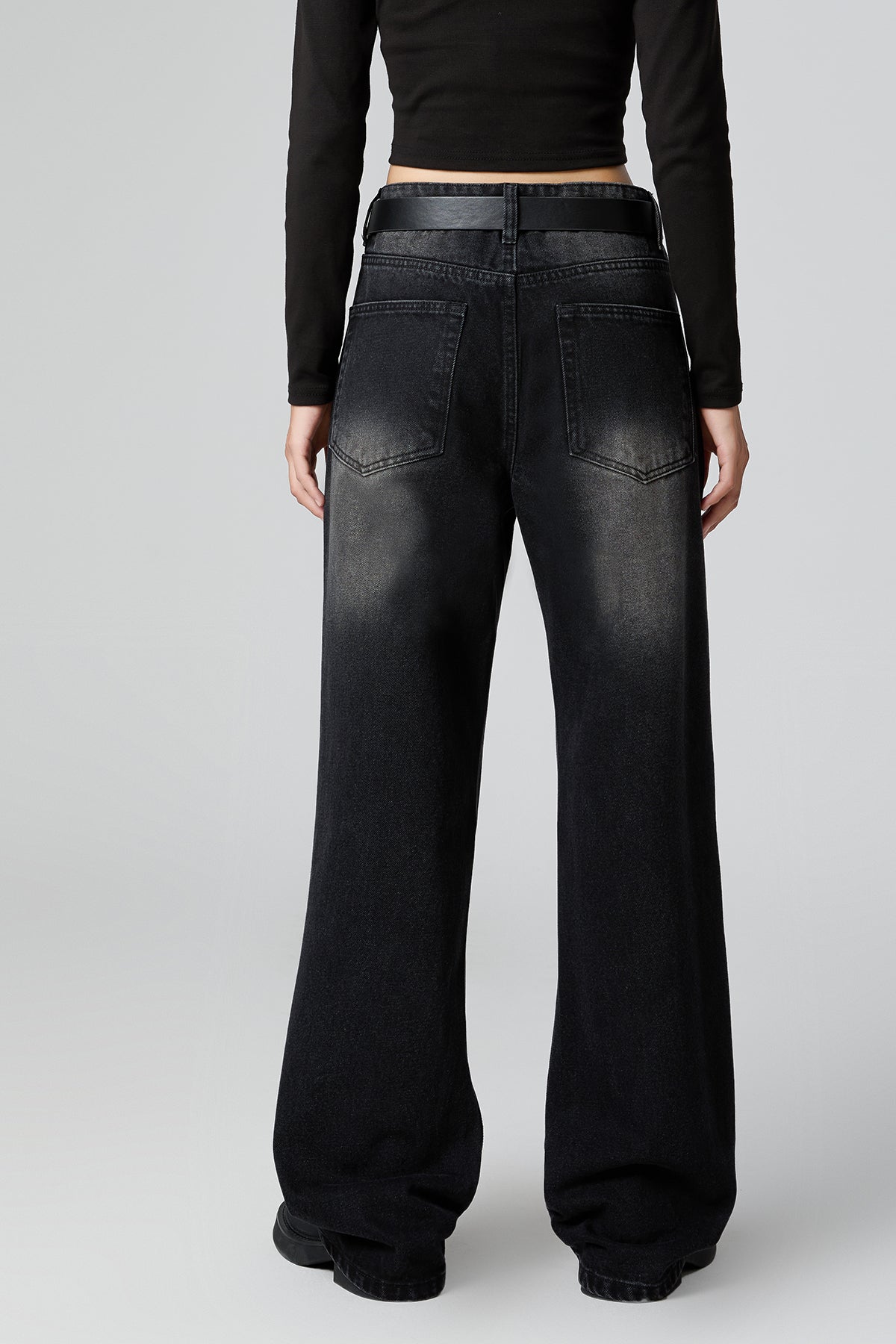 Nostalgic Washed Black High Waist Flare Jeans for Women - Women’s Flare Jeans with Vintage Appeal - S-XL - Macghee
