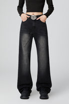 Nostalgic Washed High Waist Black Flare Jeans for Women - Trendy Black Flare Jeans - S-XL - Macghee