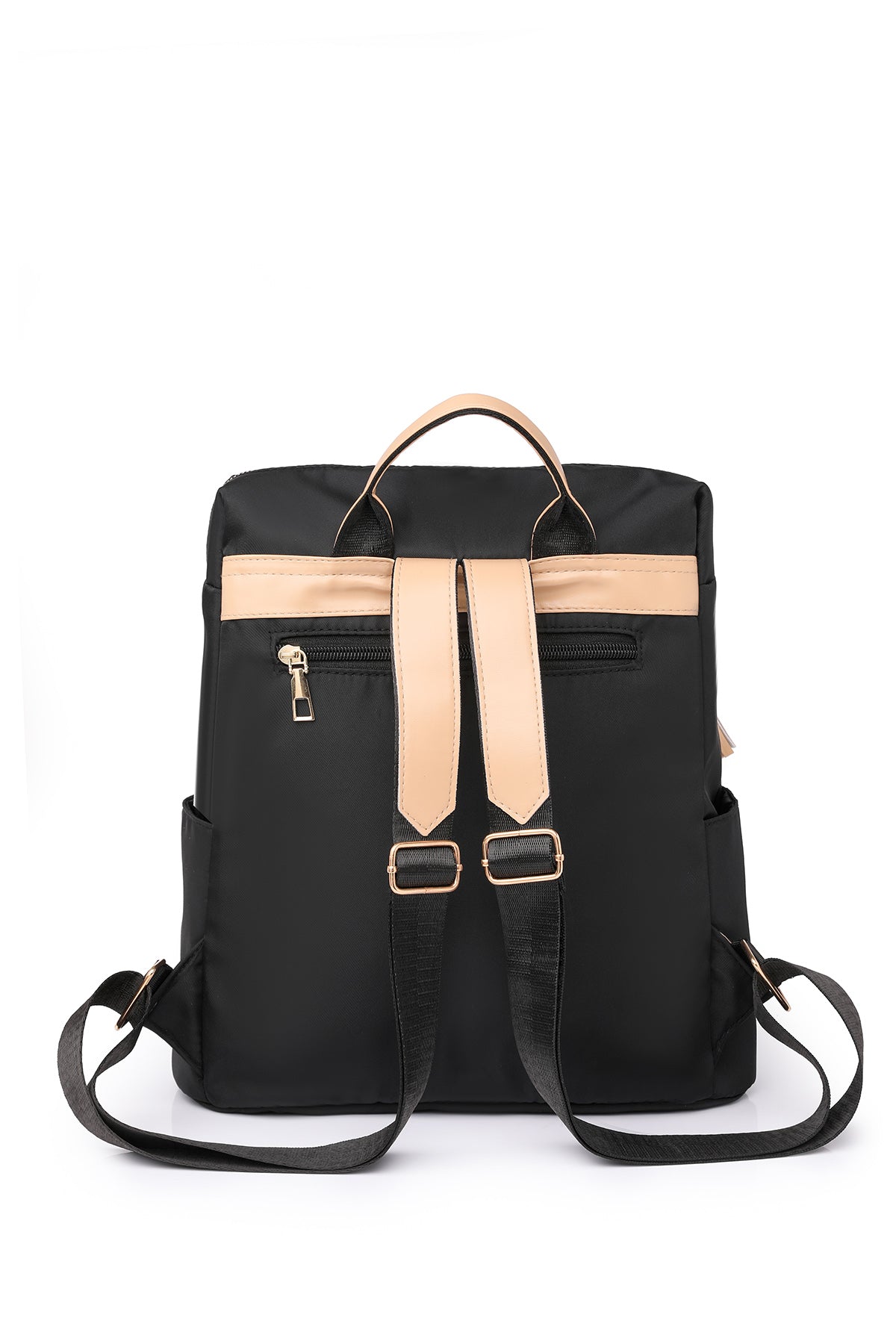 Nylon Laptop Backpack Black for Women Back view