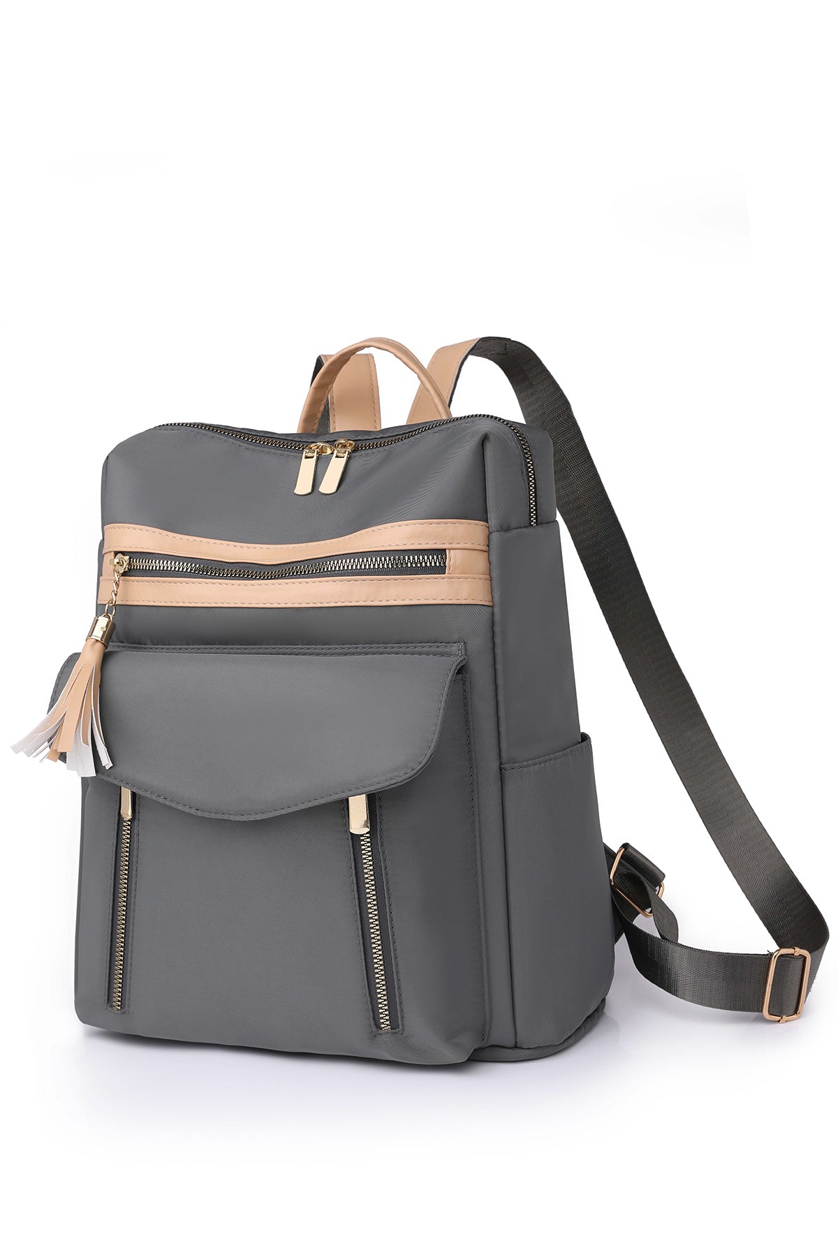 Nylon Laptop Backpack Gray for Women Bevel display