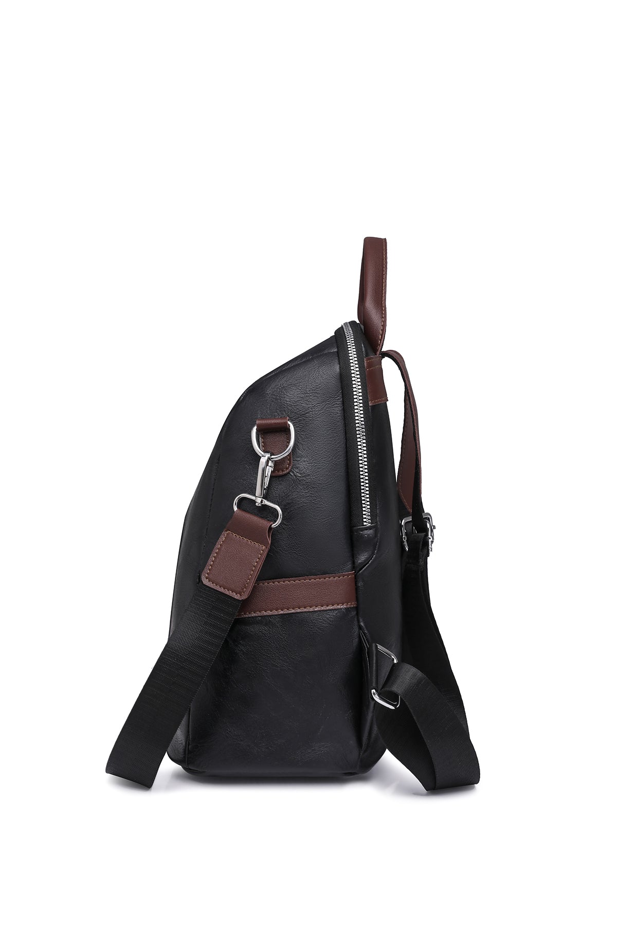 PU Backpack Black for Women Side and Front Display