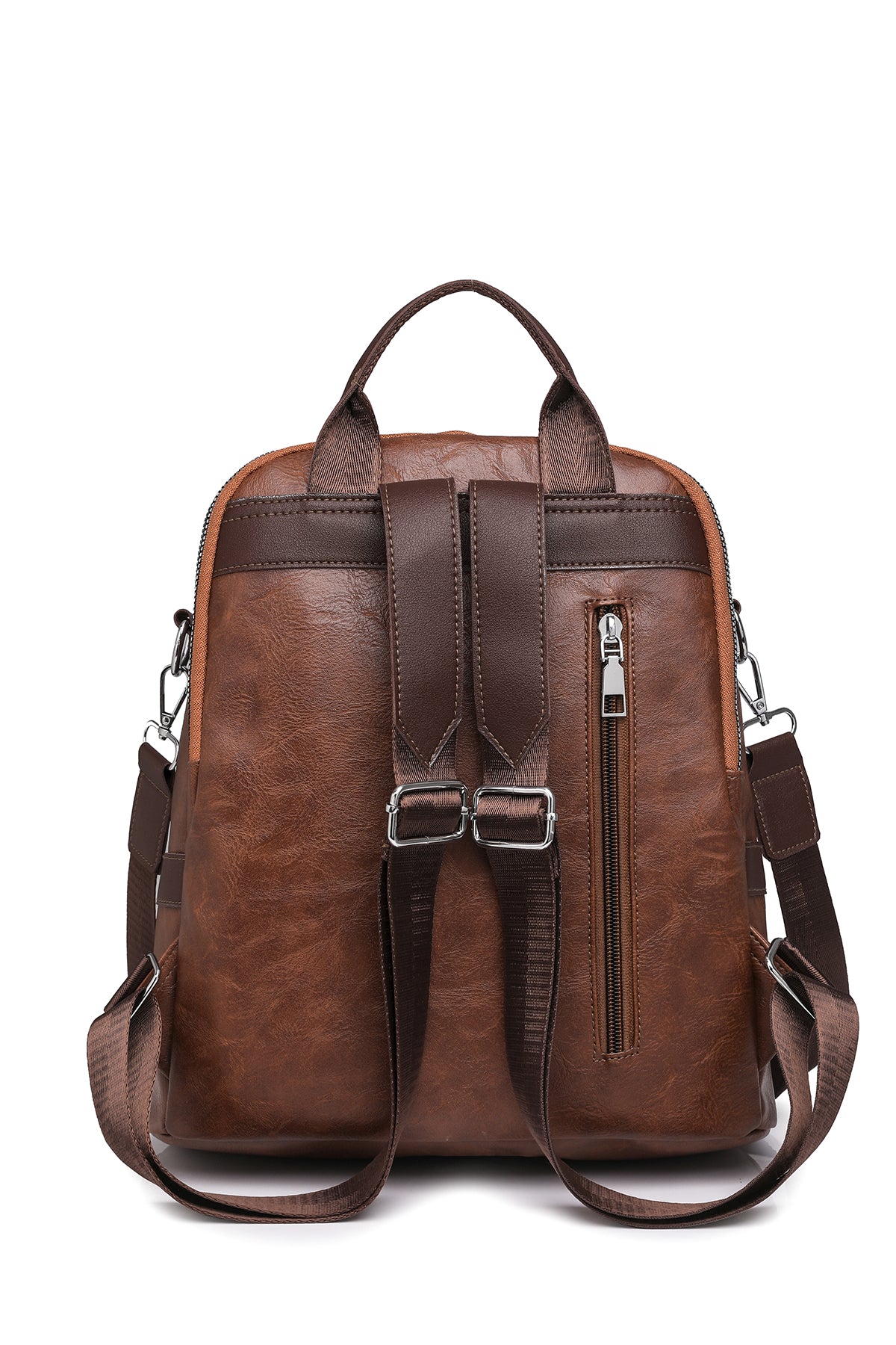 PU Backpack Brown for Women Back View