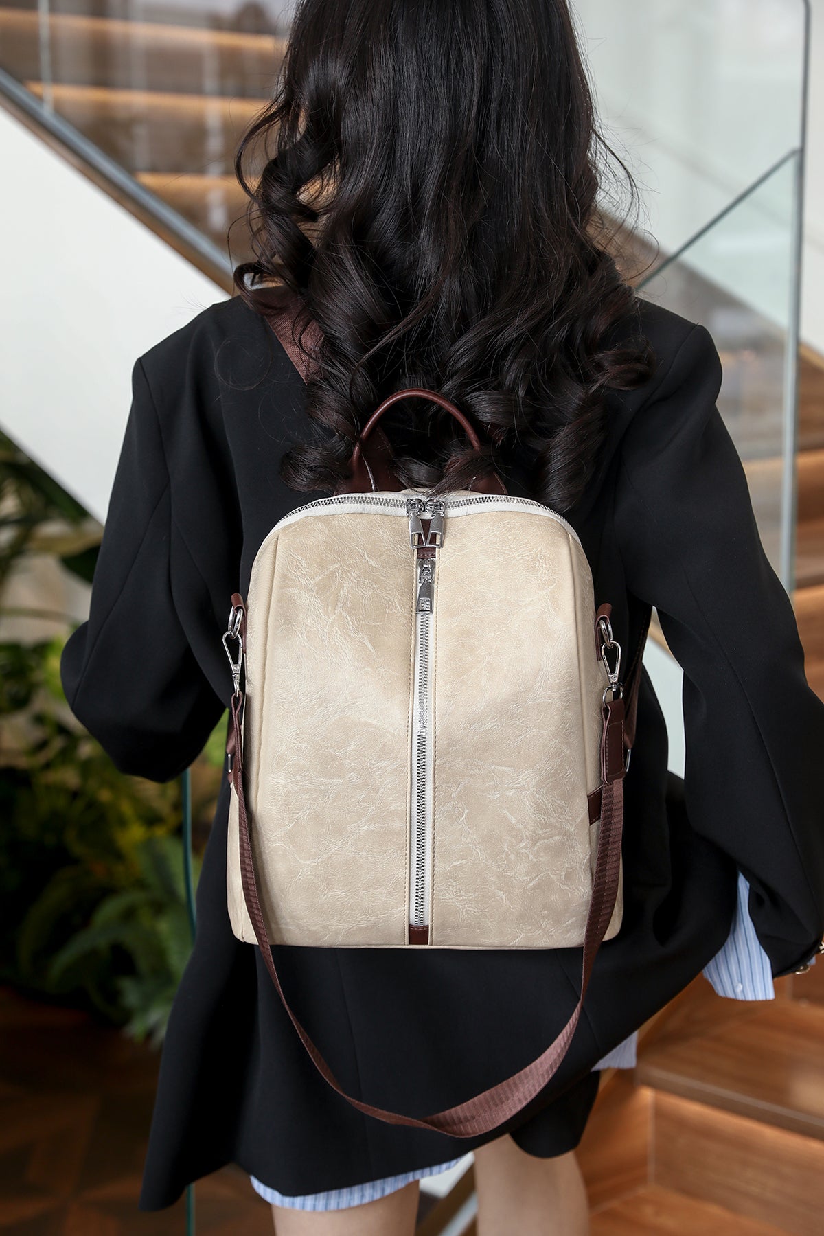 PU Backpack White for Women