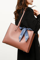 Pink Solid PU Briefcase with Letter Print Scarf