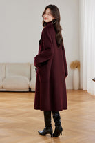 Red Statement Button Wool Coat Women's Standout Winter Fashion Piece