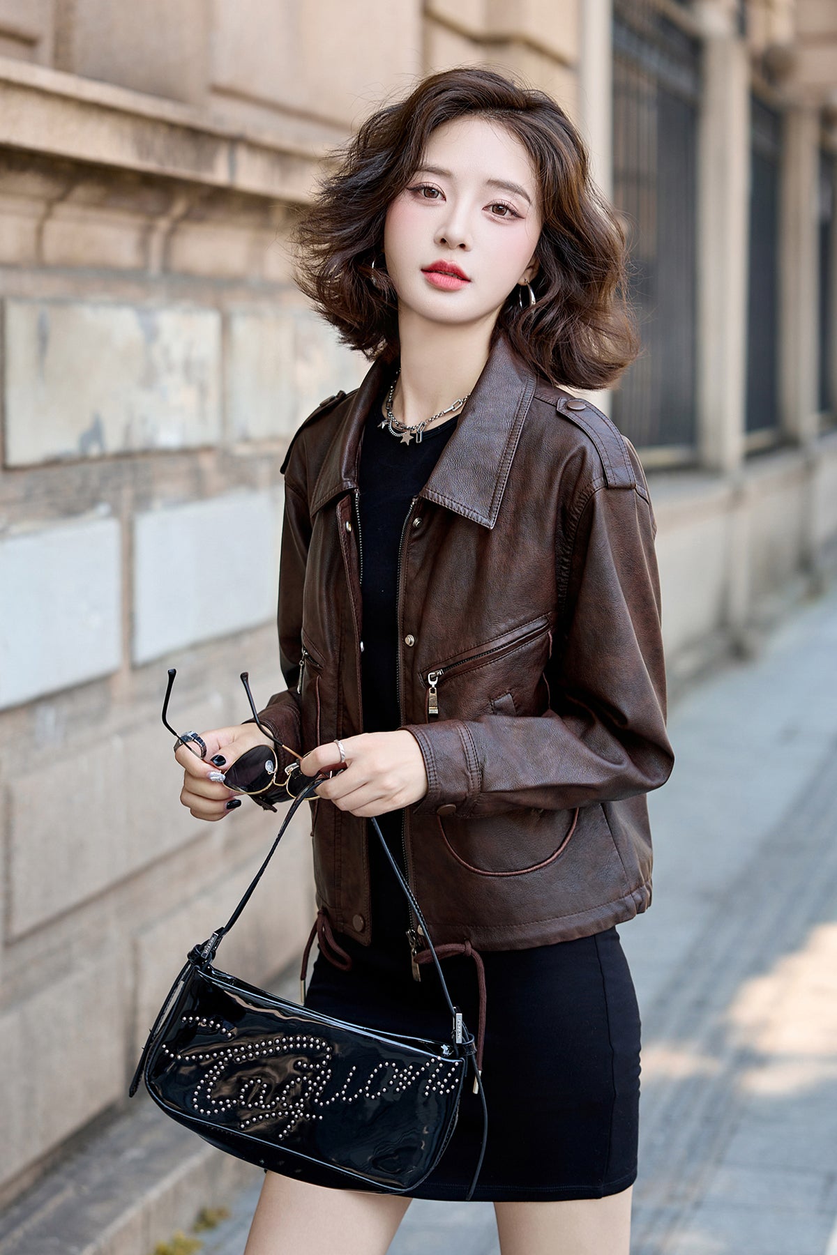 Women's distressed leather jacket MX1103 – Macghee