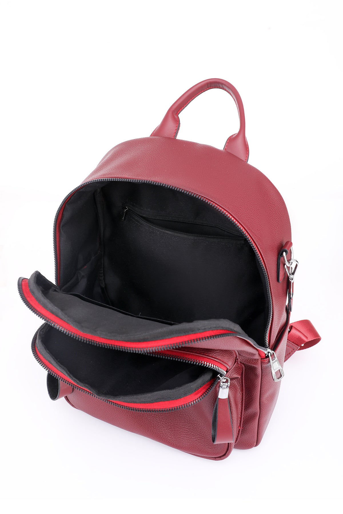 Red Zippered Backpack lining shown