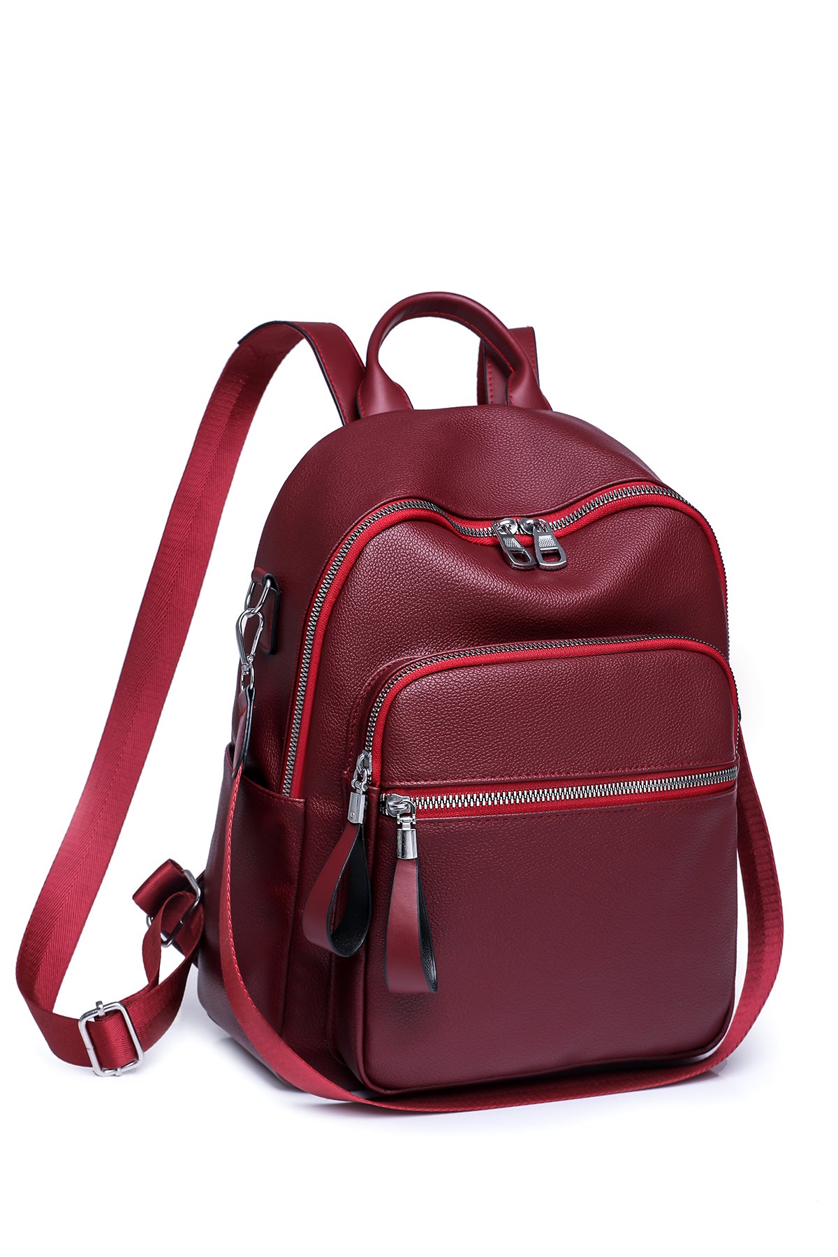 Red Zippered Backpack side view