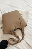 Refined Khaki 2 in 1 Tote Bag with Scoop Neck Design Back view