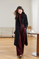 Sleek Black Wool Blend Coat Single Breasted Perfect for Winter Fashion