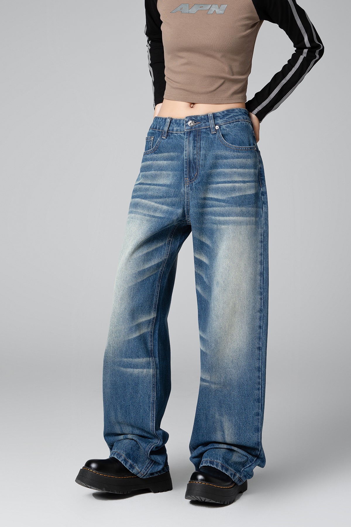 Straight-Leg Bootcut Jeans for Women - Blue Denim - Loose Fit - Women's Blue Jeans Sale - S-XL - Macghee