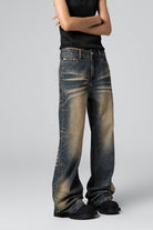 Straight Bootcut Washed Resin Whisker Jeans - Women’s Wide Leg Fit - S-XL - Macghee