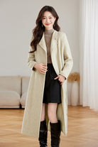 Stylish White Mid Length Wool Coat Warm and Chic Winter Coat