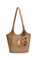 Timeless Khaki Scoop Neck Tote with 2 in 1 Design