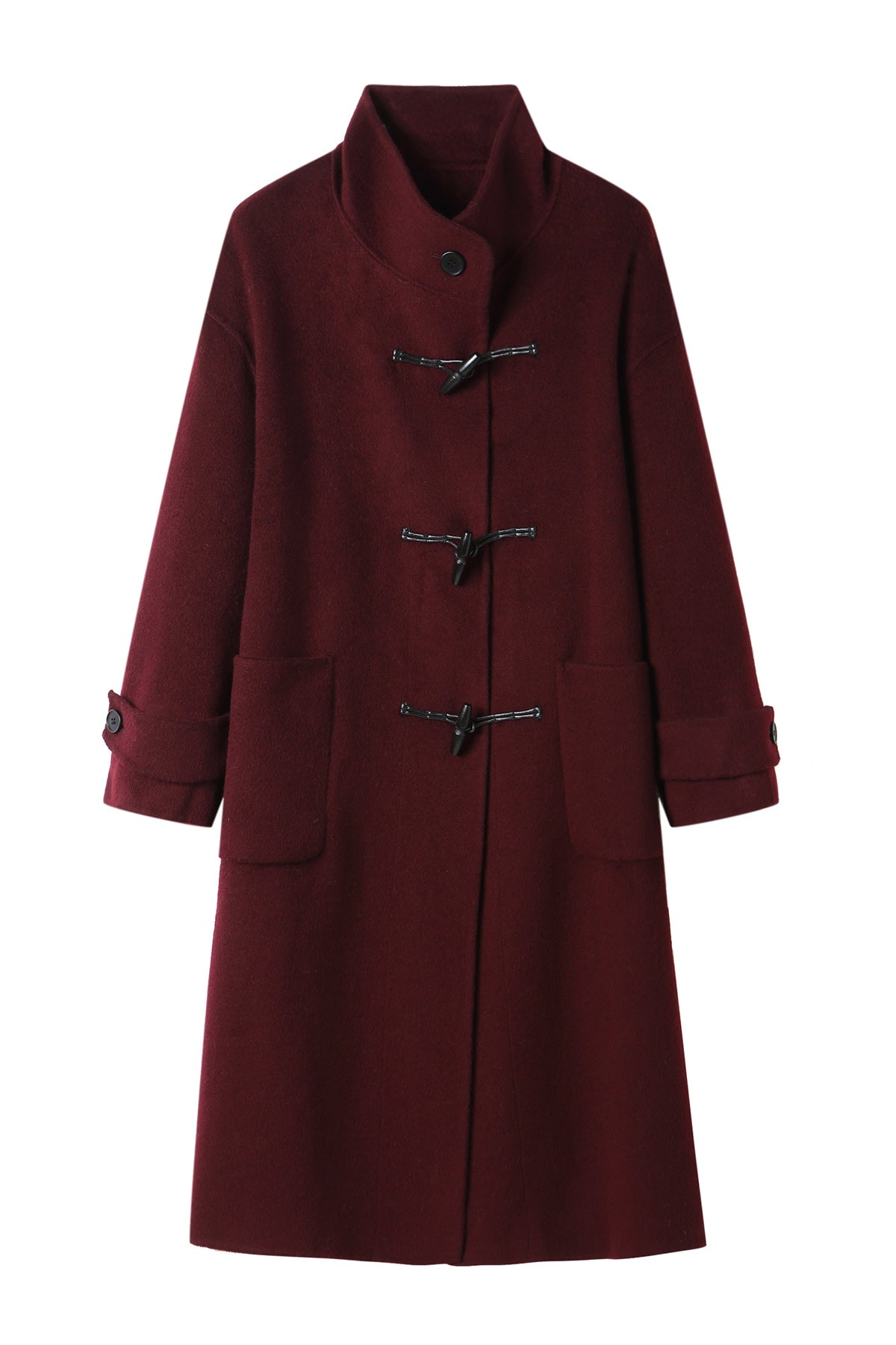 Vibrant Red Women's Wool Coat Statement Button Design for Winter Warmth 