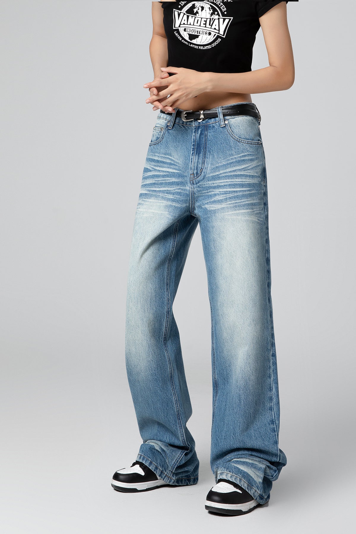 Vintage Washed Bootcut Wide Leg Jeans for Women - Perfectly Tailored Denim - S-XL - Macghee