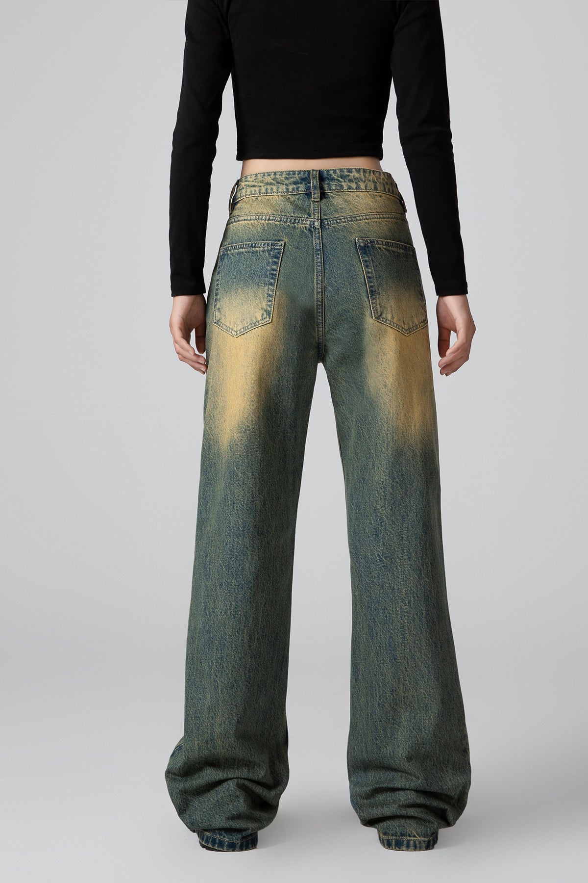 Vintage Washed High Rise Wide Leg Jeans for Women - Straight Leg Fit - S-XL - Macghee