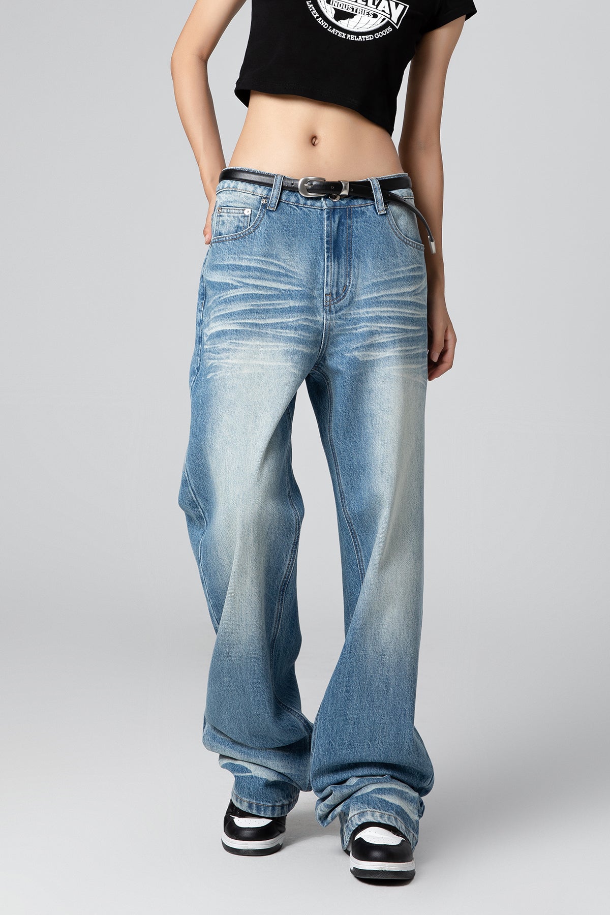 Vintage Washed Wide Leg Bootcut Jeans for Women - Flattering Fit Denim - S-XL - Macghee