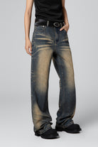 Washed Resin Whisker Denim Jeans - Women’s Straight Bootcut & Wide Leg Design - S-XL - Macghee