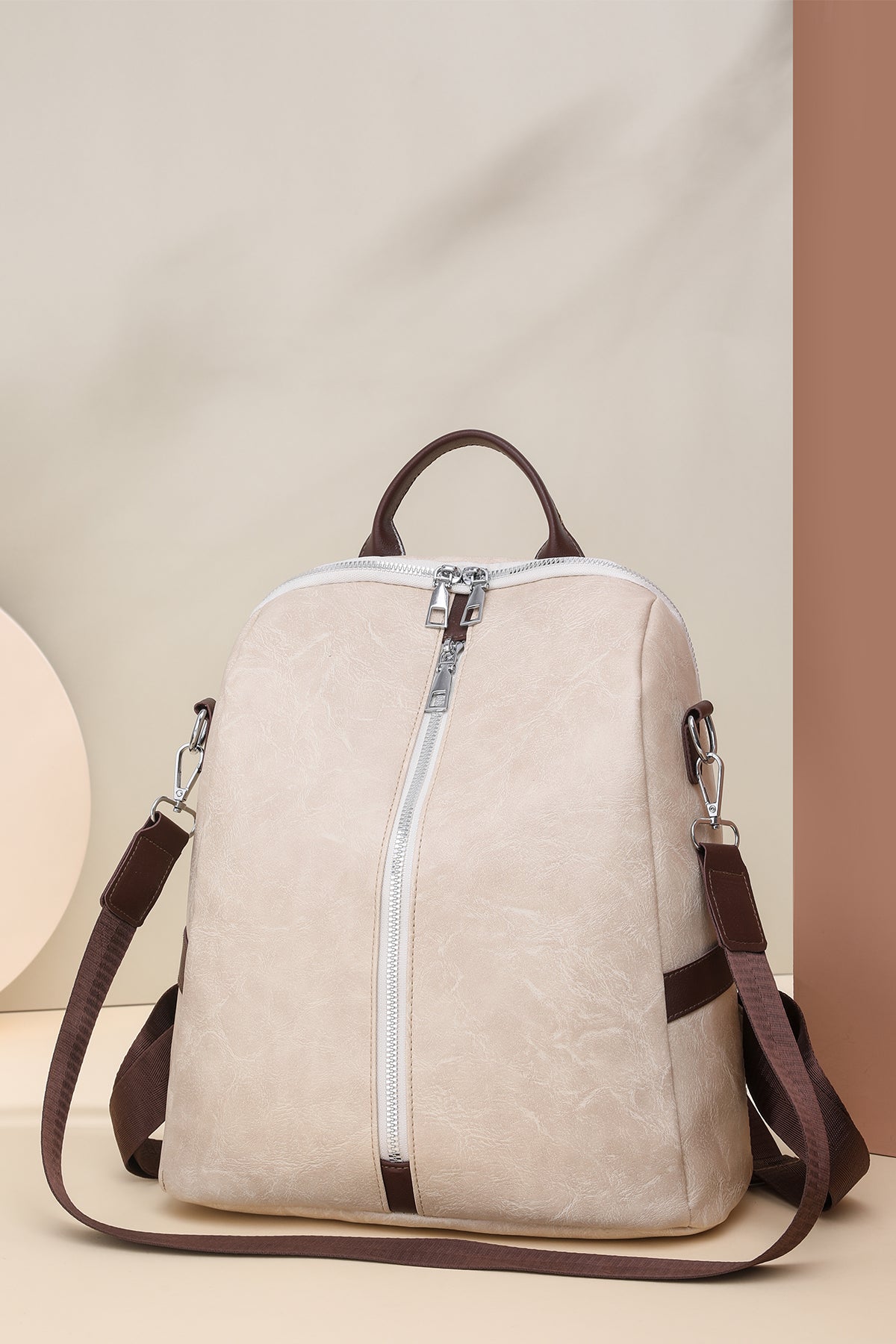 White PU Work Backpack for Women