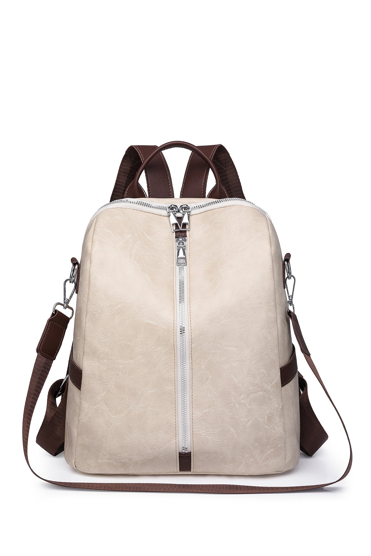 White Women's PU Backpack for Office