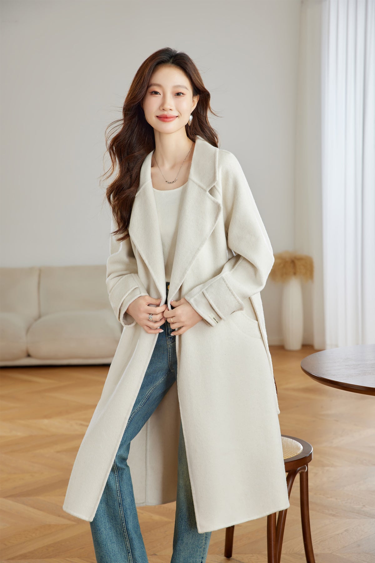 White Women's Wool Coat