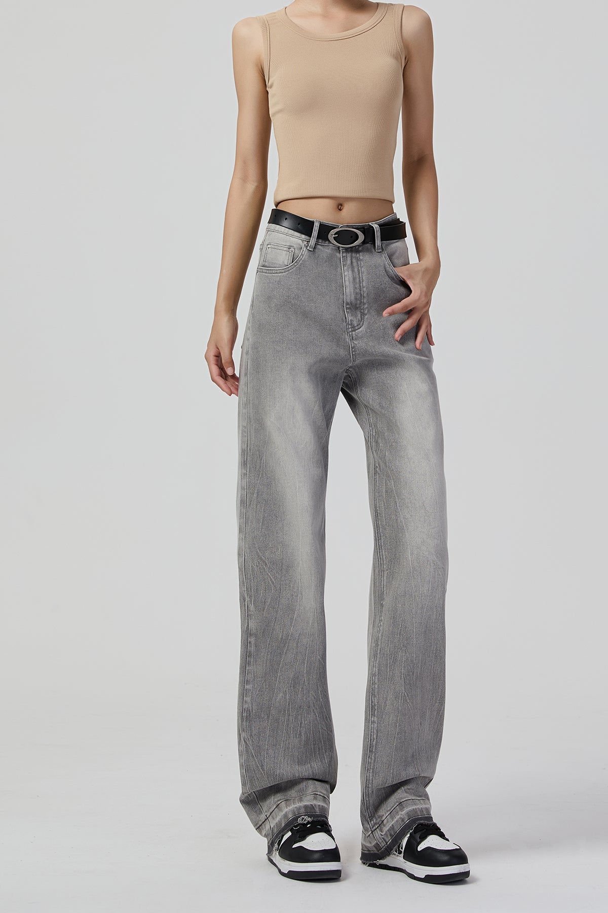 Wide Leg Barrel Gray Jeans - Effortlessly Chic Gray Jeans for Women - S-XL - Macghee