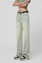 Women’s Loose Straight-Leg Flared Yellow Mud Jeans - Comfortable Barrel Jeans Fit - S-XL - Macghee