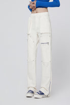 Women’s Multi-Pocket High Street White Casual Straight Denim - Classic White Jean Jacket - S-XL - Macghee