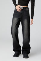 Women’s Nostalgic Washed High Waist Black Flare Jeans - Retro Flare Style - S-XL - Macghee