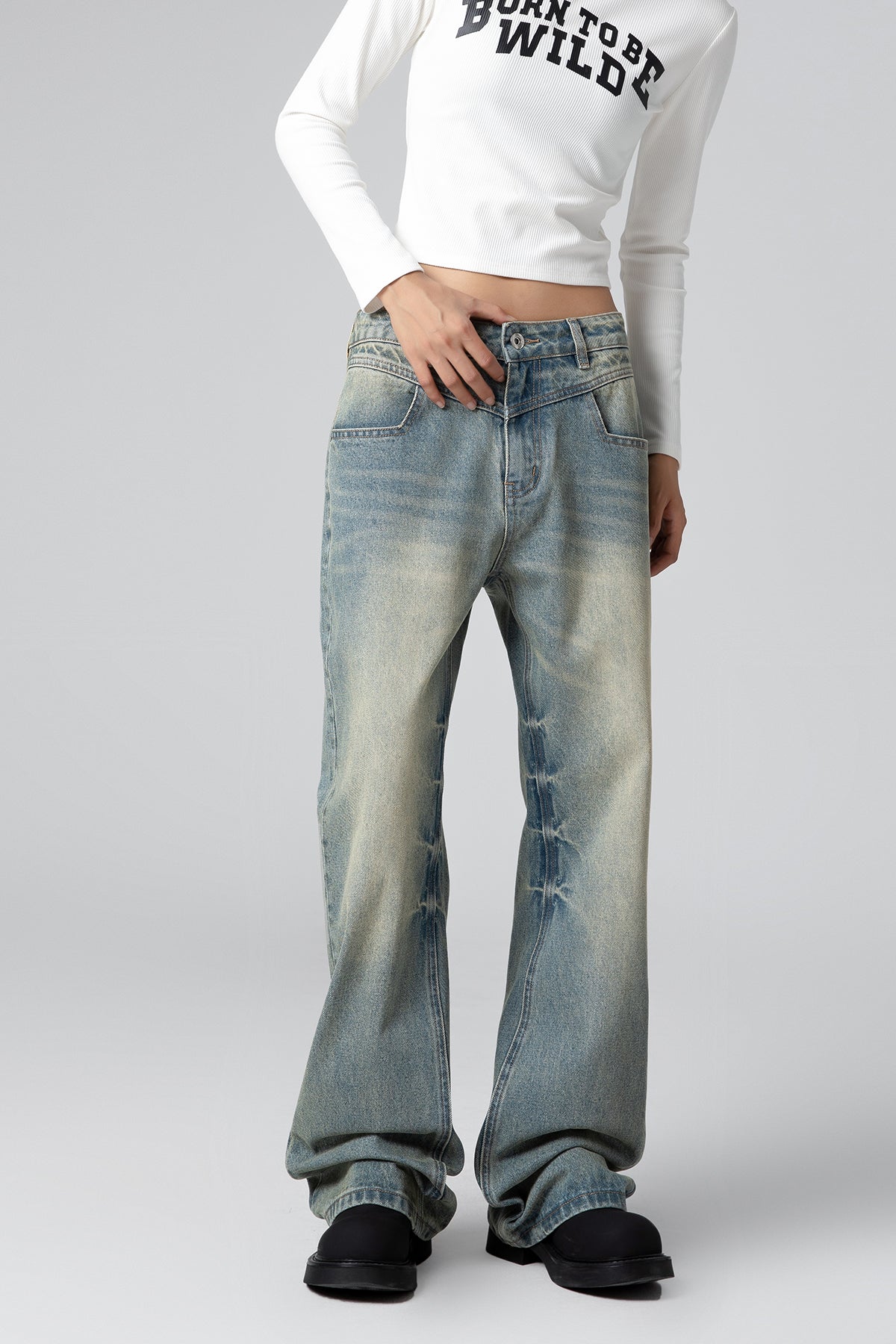 Women’s Nostalgic Washed High Waist Wide Leg Denim - Relaxed Fit Jeans - S-XL - Macghee