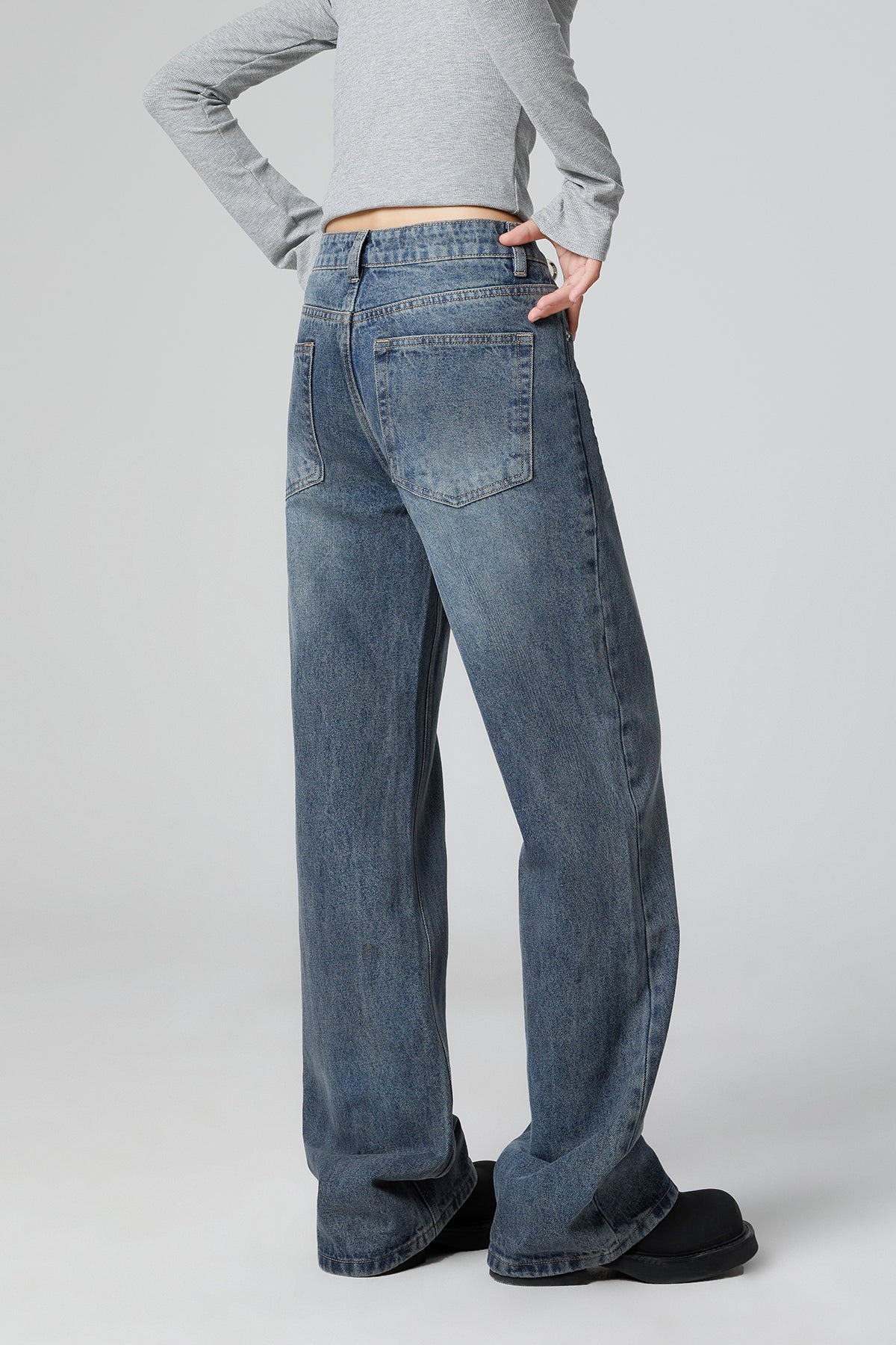 Women’s Nostalgic Washed High Waist Wide Leg Jeans - Light Blue Denim for Every Day - S-XL - Macghee