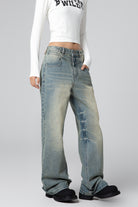 Women’s Nostalgic Washed High Waist Wide Leg Pants - Relaxed Fit Jeans - S-XL - Macghee