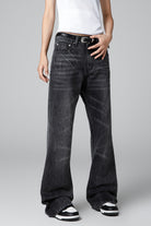Women’s Black Jeans with Lightning Bolt Design - Vintage Look - S-XL - Macghee