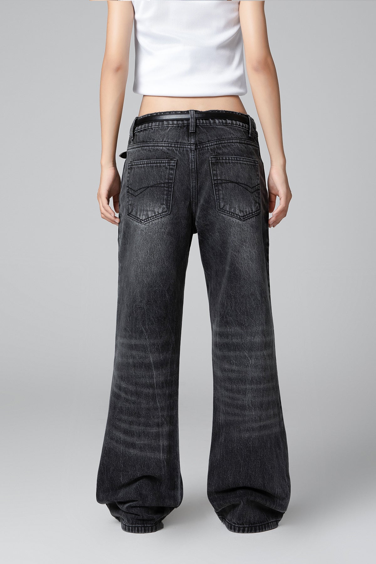 Women’s Black Lightning Bolt Jeans - Distressed Vintage Style - S-XL - Macghee