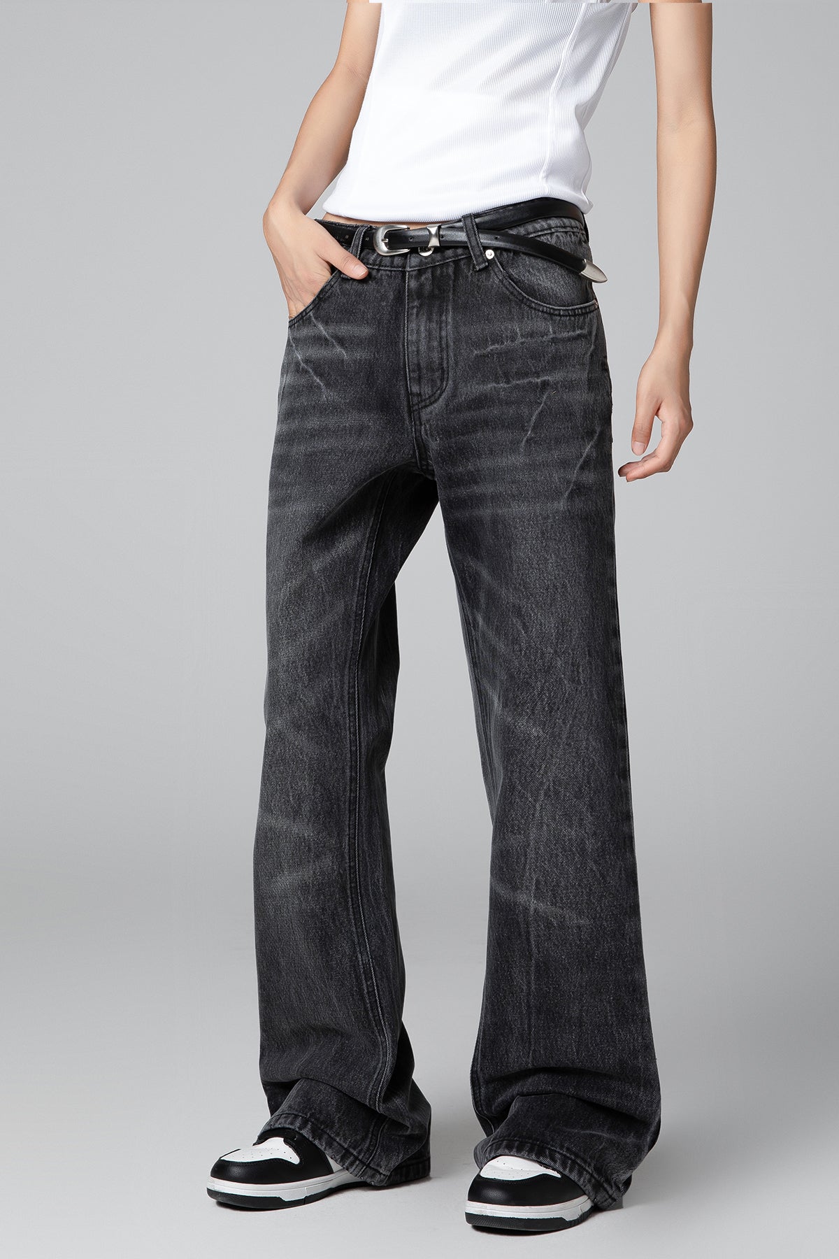 Women’s Black Lightning Bolt Jeans - Vintage Distressed Look - S-XL - Macghee