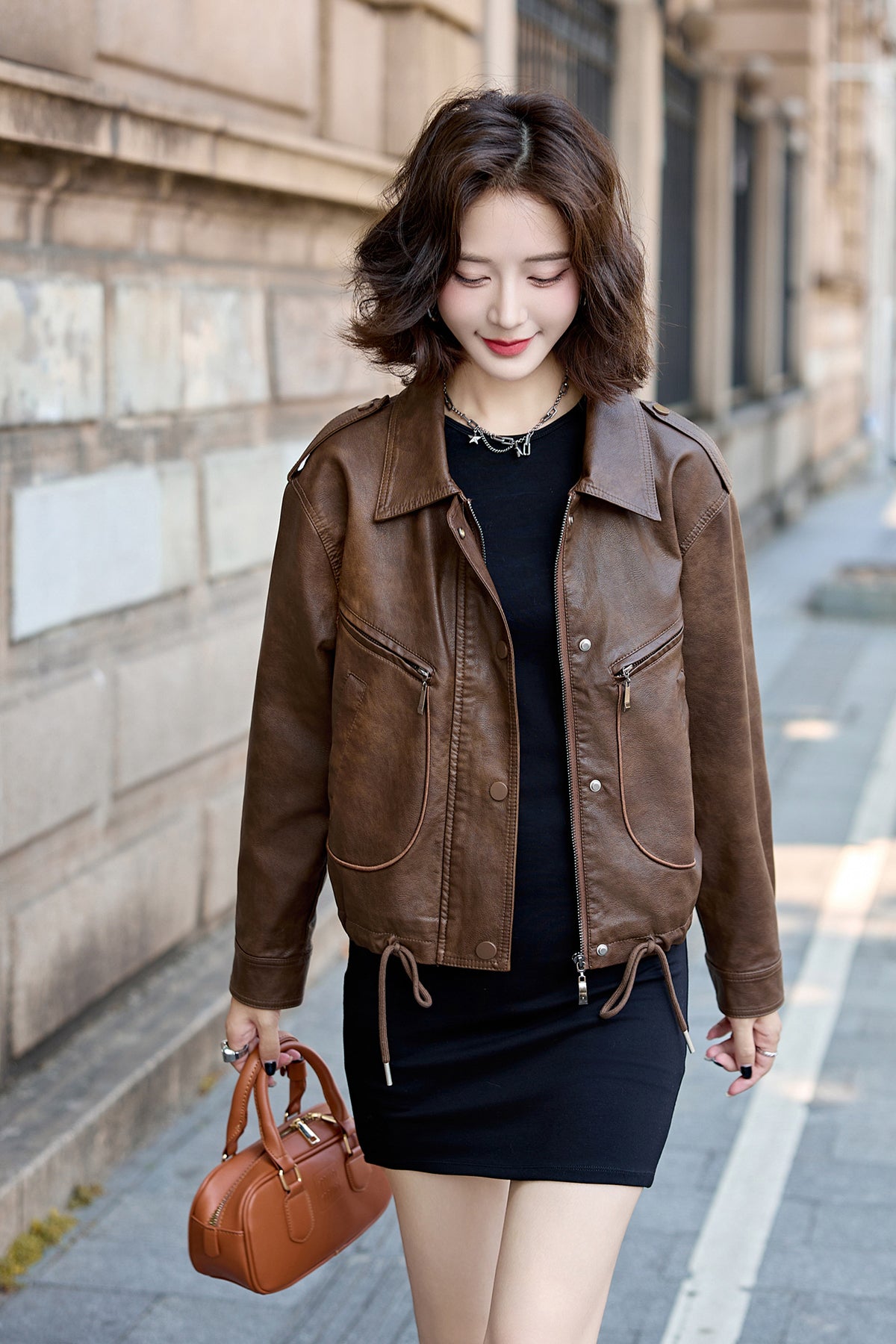 Women's distressed leather jacket MX1103 – Macghee