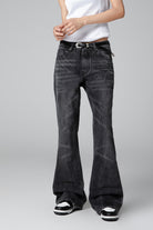 Women’s Distressed Black Lightning Bolt Jeans - Fashionable Denim - S-XL - Macghee