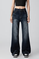 Women’s Pleated Straight-Leg Loose Bootcut Jeans - Cool Denim Style - S-XL - Macghee