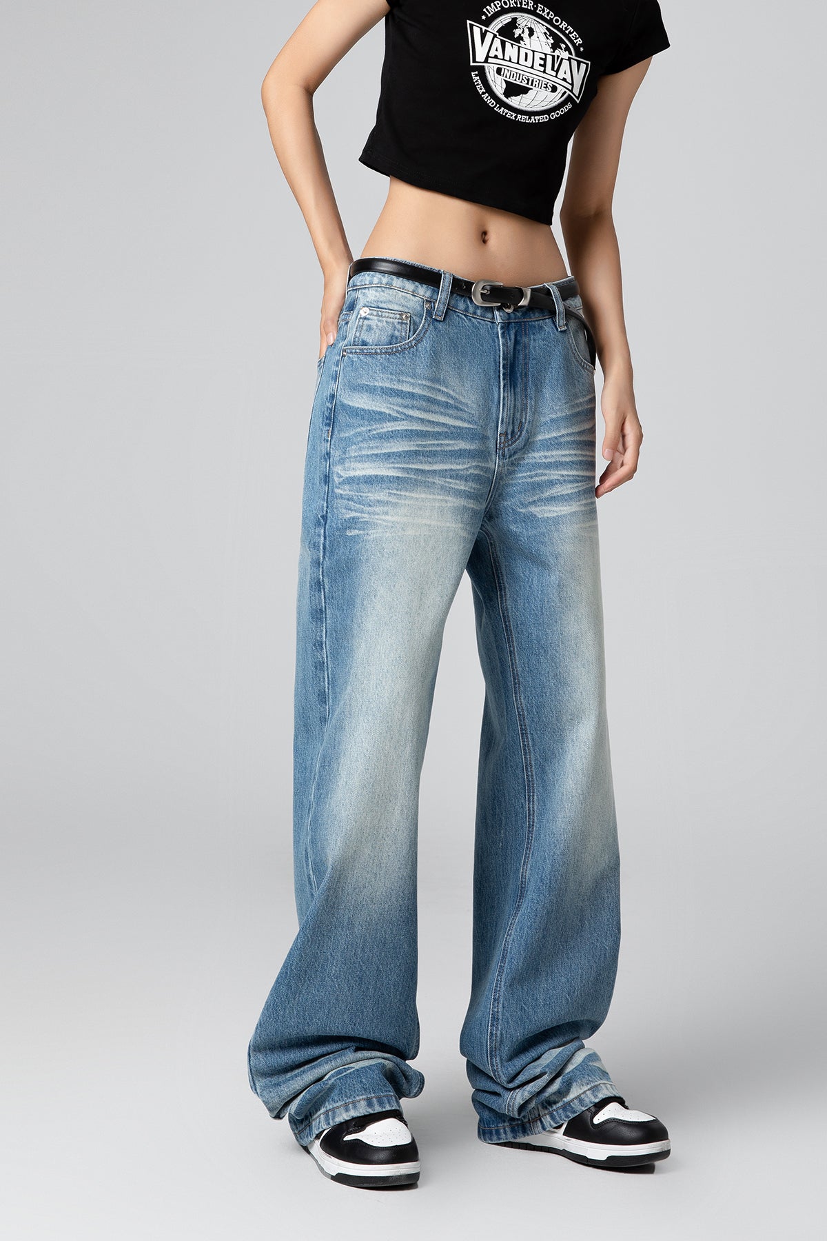 Women’s Vintage Washed Wide Leg Bootcut Jeans - Classic Bootcut Style - S-XL - Macghee