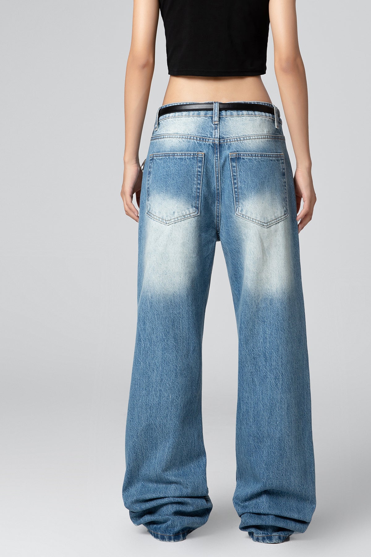 Women’s Vintage Washed Wide Leg Bootcut Jeans - Ideal for Layering with a Jean Jacket - S-XL - Macghee