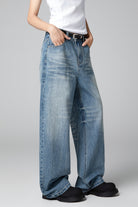 Women’s Washed High Waist Slim Fit Wide Leg Jeans - Timeless Denim - S-XL - Macghee