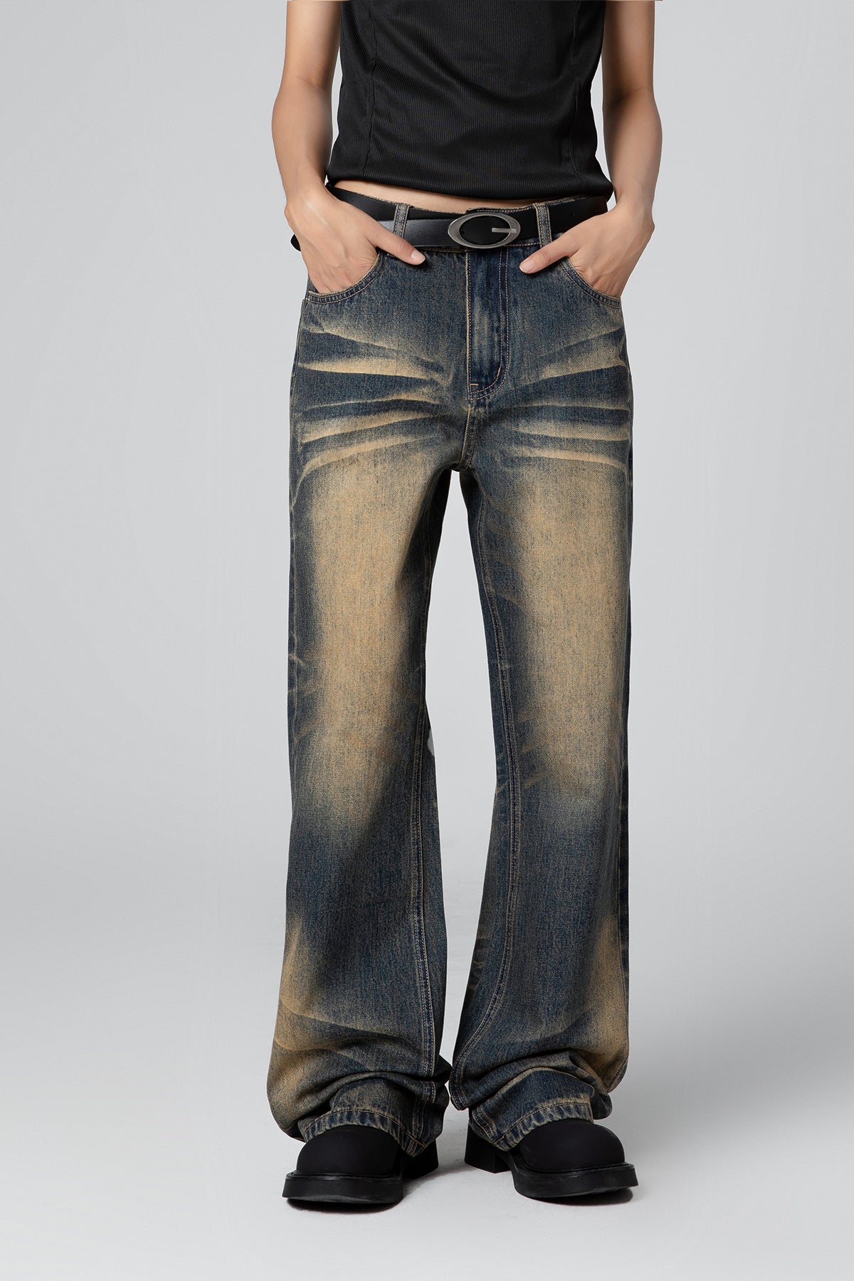 Women’s Washed Resin Whisker Bootcut Denim - Straight Leg & Wide Leg Fit - S-XL - Macghee