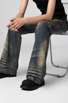 Women’s Wide Leg Washed Resin Whisker Straight Bootcut Jeans - S-XL - Macghee