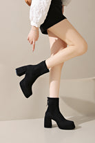 Women's black ultra-fine suede ankle boots with low heel