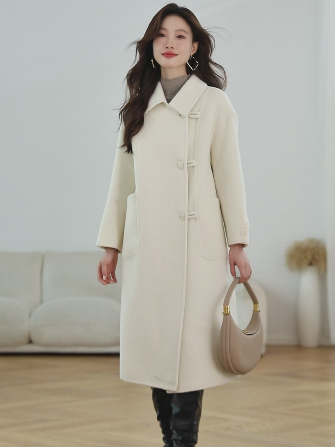 Single breasted wool blend coat 106059