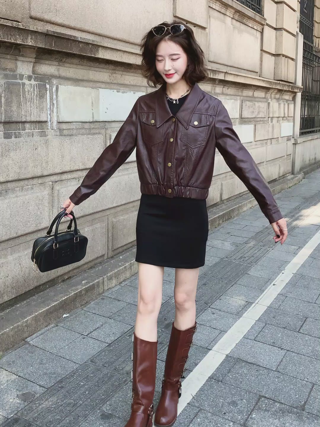 ミスミー　レザージャケット　Y2K　変形　希少　本革 PU Leather Retro Short Jacke MX1102 – Macghee